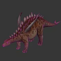 Realistic Reptile Dinosaur Model With Spiked Back Orange Brown Textured Skin And Long Tail