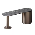 Modern Luxury Dining Table With Sleek Marble Top And Metal Cylinder Legs