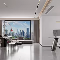 Elegant Spacious Modern Office With Panoramic City View And Functional Work And Lounge Areas