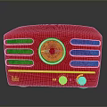 Vintage Red Radio With FM AM Dials Knobs And Classic Speaker Grilles