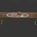 Rustic Long Wooden Table With White Lace Tablecloth And Orange Cup