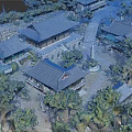 Traditional Ancient Architecture Model With Classic Roofs Courtyard And Green Trees