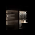 Modern Wooden Wardrobe Interior With Hanging Rails Shelves And Storage Drawers