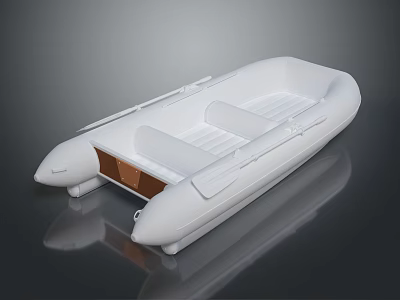White Inflatable Yacht With Brown Interior Section And Reflective Surface 3d model