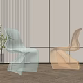 Modern Transparent Green and Brown Single Chairs with Stylish Design and Green Plant