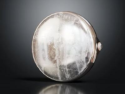 Glossy Round Transparent Crystal Object With Surface Cracks And Reflection On Dark Background 3d model
