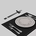 Elegant Tableware Set With Placemat Plate Knife Fork Spoon Chopsticks And Rest 3d model