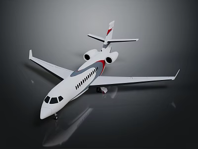 Sleek Modern Passenger Jet Exterior With White Gray Body Red Accents And Aerodynamic Wings 3d model
