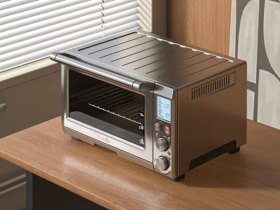Sleek Stainless Steel Toaster Oven With Digital Display For Modern Kitchen Countertop 3d model