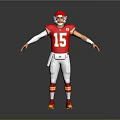 Man In Red Football Jersey Number 15 With Red Helmet White Pants Arms Outstretched