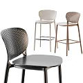 Modern Design Bar Stools With Perforated Backrests And Metal Frame In Black White And Bronze