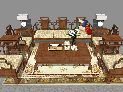 Chinese Sofa Coffee Table Combination Sofa Coffee Table Redwood Sofa 3d model