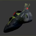 Professional Climbing Shoes With Green Red Straps And Grippy Sole For Rock Climbing