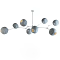 Modern Irregular Shaped Chandelier With Branching Metal Frame And Glass Globes For Home Decor
