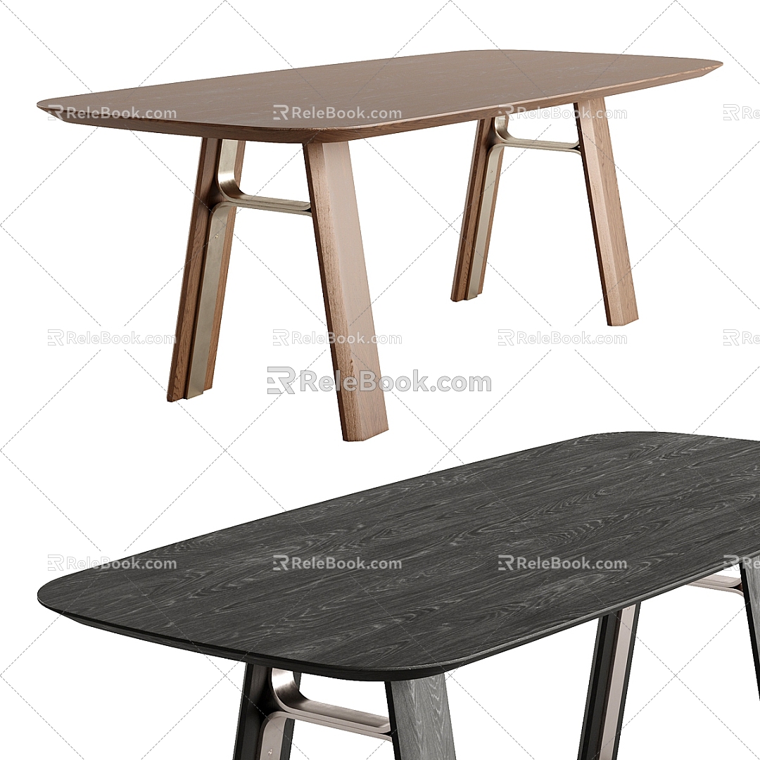 Morica dining table solid wood dining table 3d model