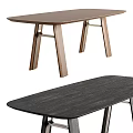 Stylish Light And Dark Wood Dining Tables With Cross Legs And Wood Grain Finish