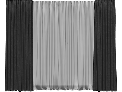 Window Curtains With Dark Side Panels And Sheer Light Filtering Center 3d model