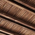 Natural Wooden Ceiling Design With Wooden Beams And Slatted Panels Showcasing Rustic Texture Details