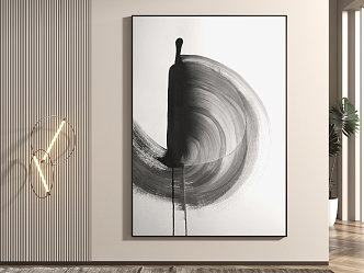 Modern abstract painting black and white abstract decorative painting 3d model