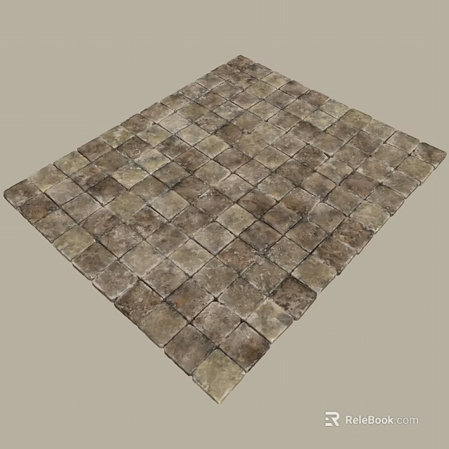 Square Stone Tiles With Brown And Beige Colors In Diamond Pattern Floor Surface 3d model 