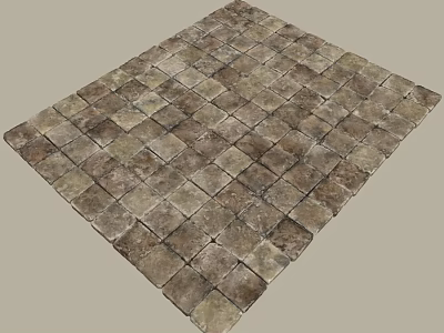 Square Stone Tiles With Brown And Beige Colors In Diamond Pattern Floor Surface 3d model