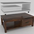 Modern White Black TV Stand and Dark Wooden Coffee Table With Storage Drawer and Compartments