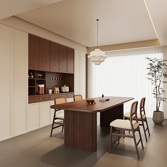 Modern Middle Ancient Restaurant Modern Middle Ancient Restaurant Dining Table and Chair Middle Ancient Restaurant Sideboard Solid Wood Dining Table and Chair Combination 3d model