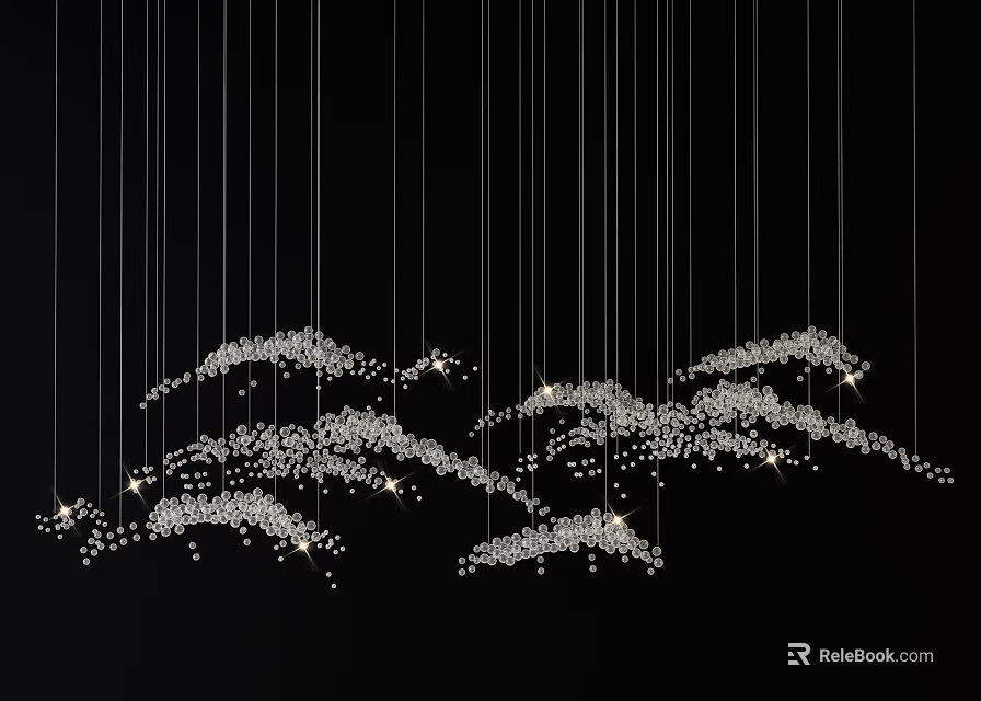 Modern Hanging Crystal Chandelier Design With Sparkling Elements And Unique Structure 3d model 