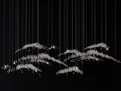 Modern Hanging Crystal Chandelier Design With Sparkling Elements And Unique Structure 3d model