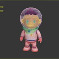 Futuristic 3D Space Astronaut Robot With Blue Transparent Helmet White Body And Yellow Logo