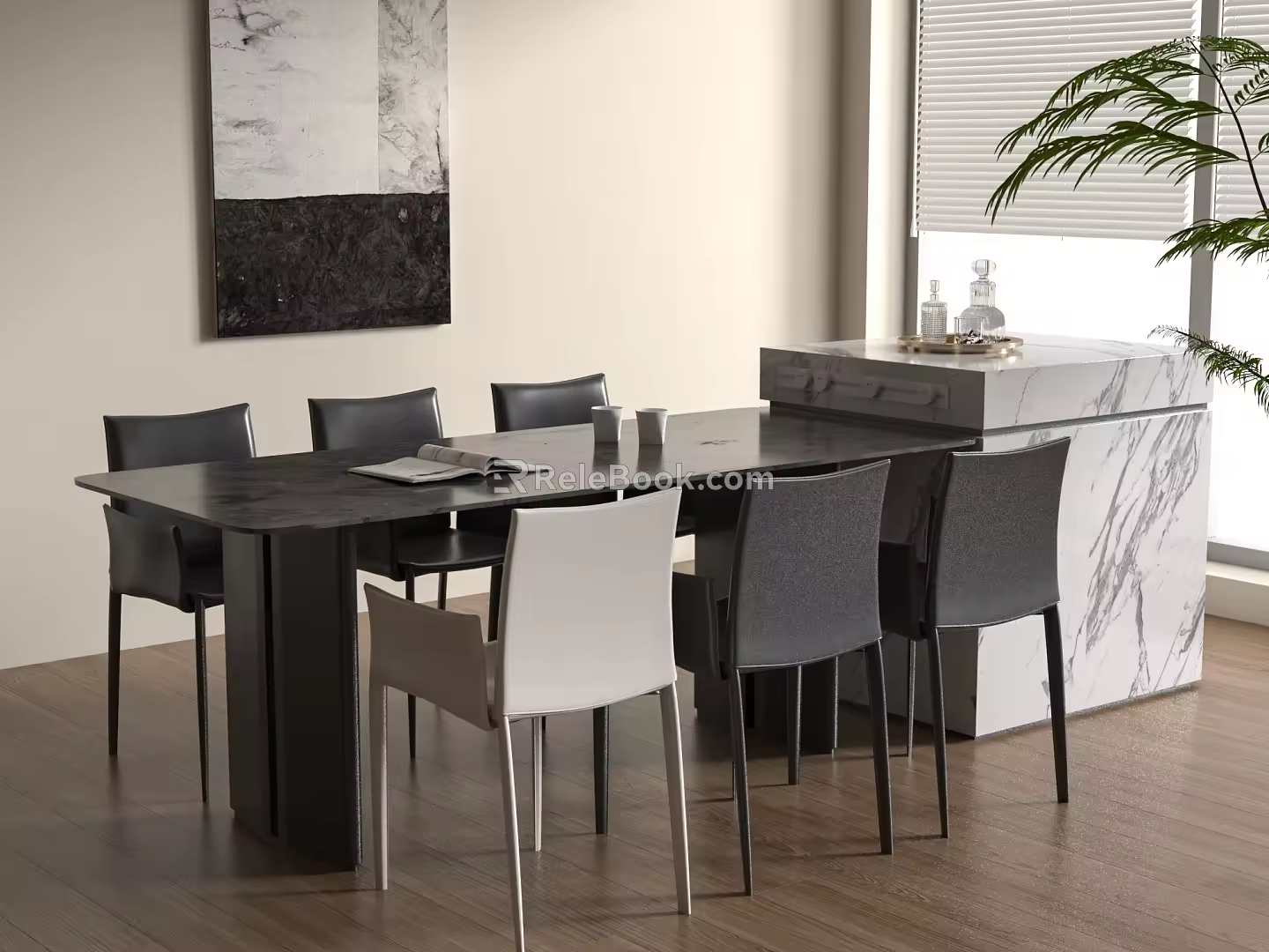 Modern Nakajima Table Dining Table and Chair Combination Sideboard Indoor Nakajima Table 3d model