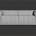 Two Seater Sofa Gray Striped With Purple Trim Modern Fabric Design