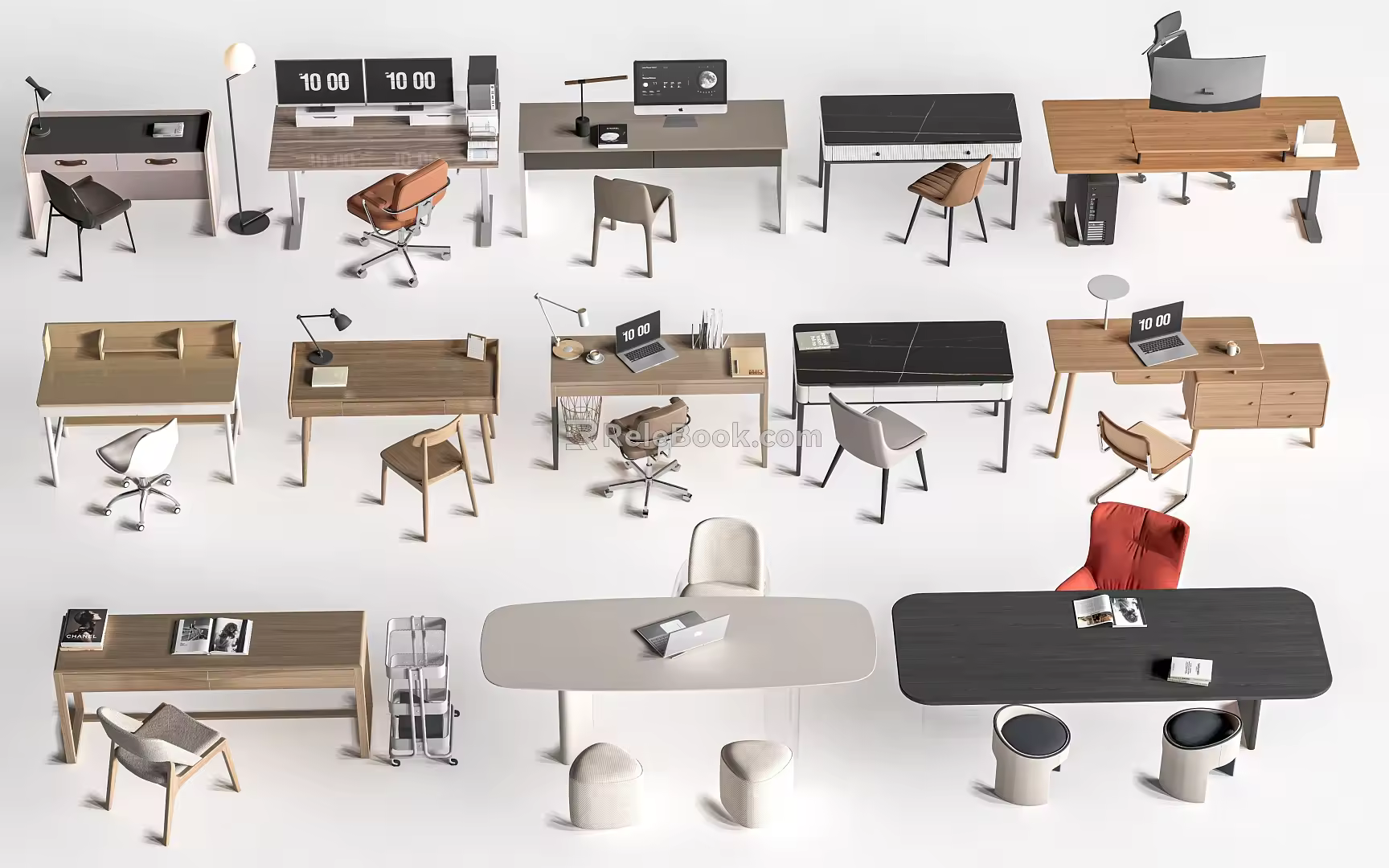 Desk Writing Desk and Chair Combination Office Desk and Chair Computer Desk 3d model