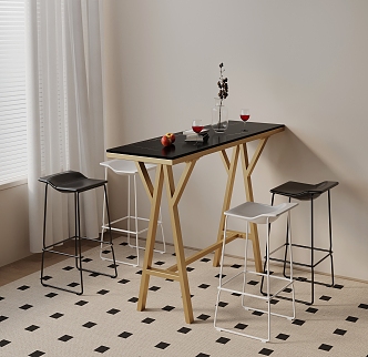 Modern Bar Stool Red Wine Glass Carpet 3d model