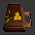 Brown Ceramic Mug With Yellow Bee And Honeycomb Patterns For Home Kitchen Use