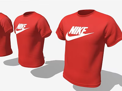Red Nike T shirts With White Swoosh Logo Three Pieces 3d model