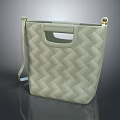 Light Gray Quilted Leather Tote Bag with Shoulder Strap and Gold Hardware 3d model