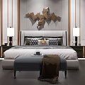 Modern Background Double Bed Double Bed 3d model