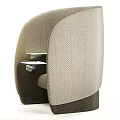 Modern Herringbone Fabric Privacy Chair With Adjustable Side Table For Comfortable Quiet Office Working Space