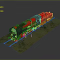 Detailed Red and Black Vintage Train Model Displayed on Textured Base With Rail Tracks