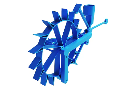 Blue Industrial Mechanical Gear Structure With Rotating Blades And Parts 3d model
