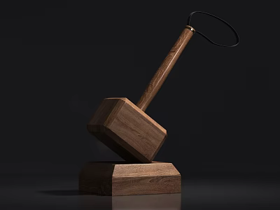 Solid Wooden Mallet As Household Tool With Handle And Stable Base For Daily Use 3d model