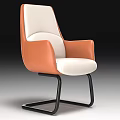 Modern Office Chair With White And Orange Design High Back Armrests Metal Base Swivel Wheels
