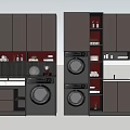 Modern Gray Bathroom Cabinet Design With Washing Machine And Storage Cabinets