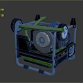 Portable Generator With Metal Frame Handle Wheels Control Panel And Green Base 3d model