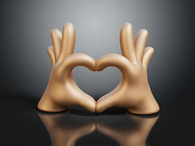 Elegant Golden Hand Shaped Heart Decorative Ornament Set for Modern Home Decor Accent 3d model