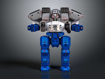 Futuristic Sci Fi Game Movie Character With Blue Silver Mechanical Armor And Humanoid Design 3d model