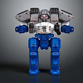 Futuristic Sci Fi Game Movie Character With Blue Silver Mechanical Armor And Humanoid Design