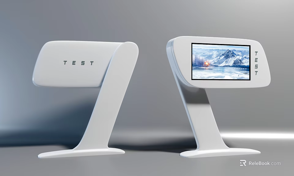 Public Facility Information Display Terminal With White Design And Interactive Screen Interface 3d model 