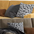 Multi Seater Sofa With Decorative Pillows Throw Blanket And Multiple Color Options 3d model